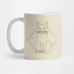 Minimal Geometric Cat black Mug